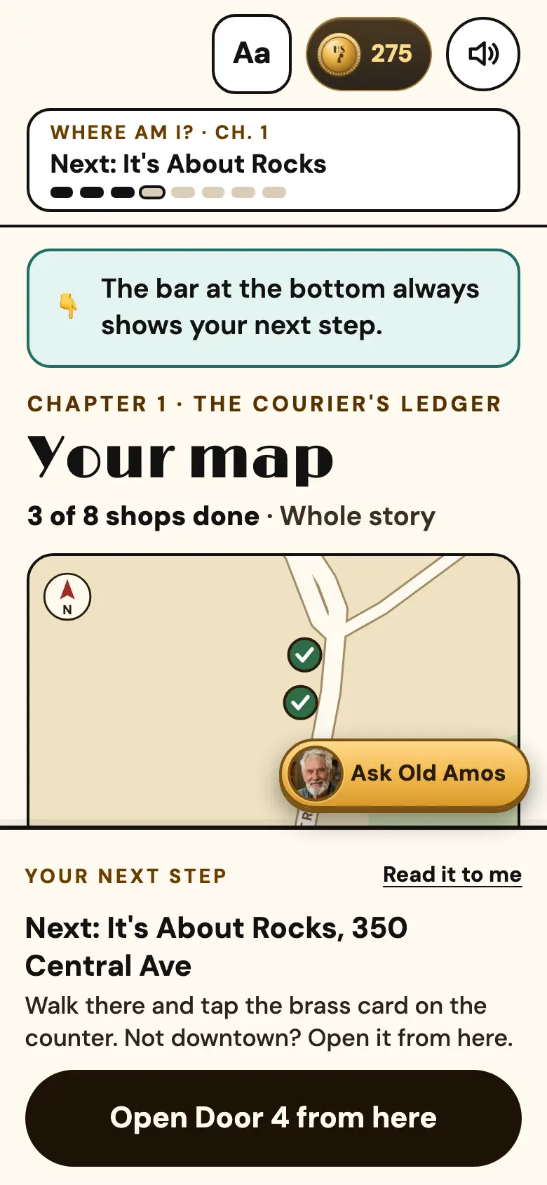 The Tunnel Map in sun mode with bigger text